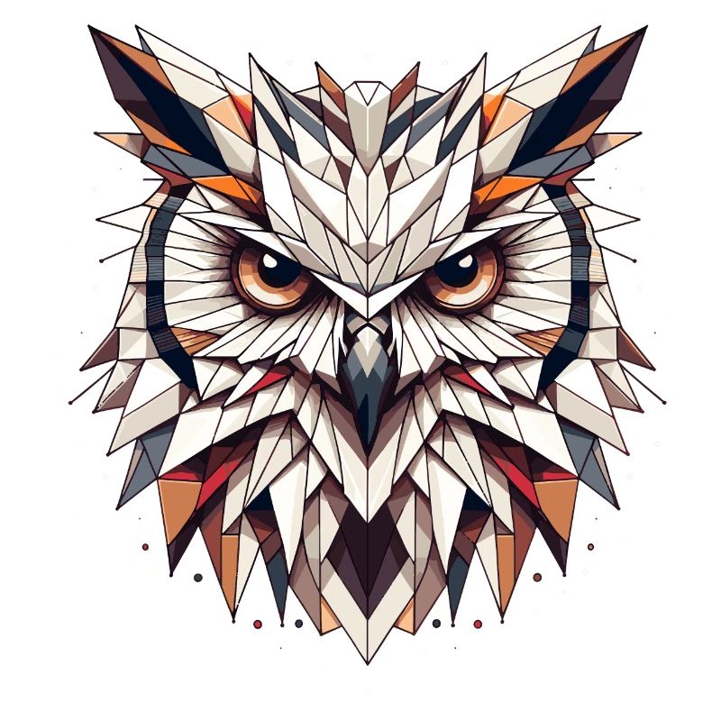 Geometric Owls Head Polygons Motif