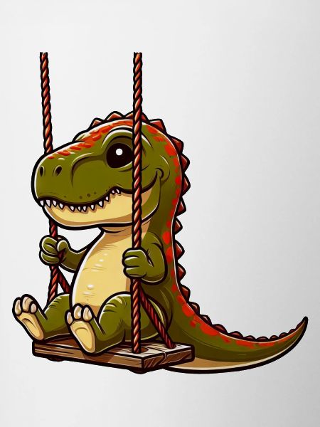 Pensive T-Rex on Playground Swing