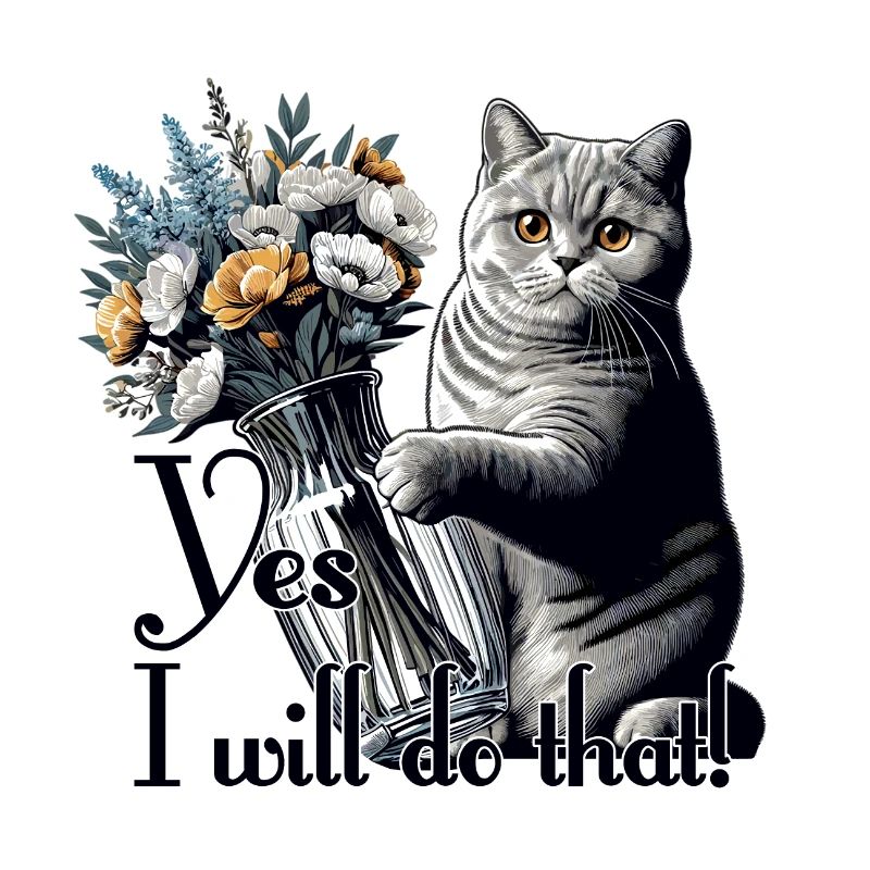 BKH Britisch Kurzhaar Katze Vase umkippen Geschenk