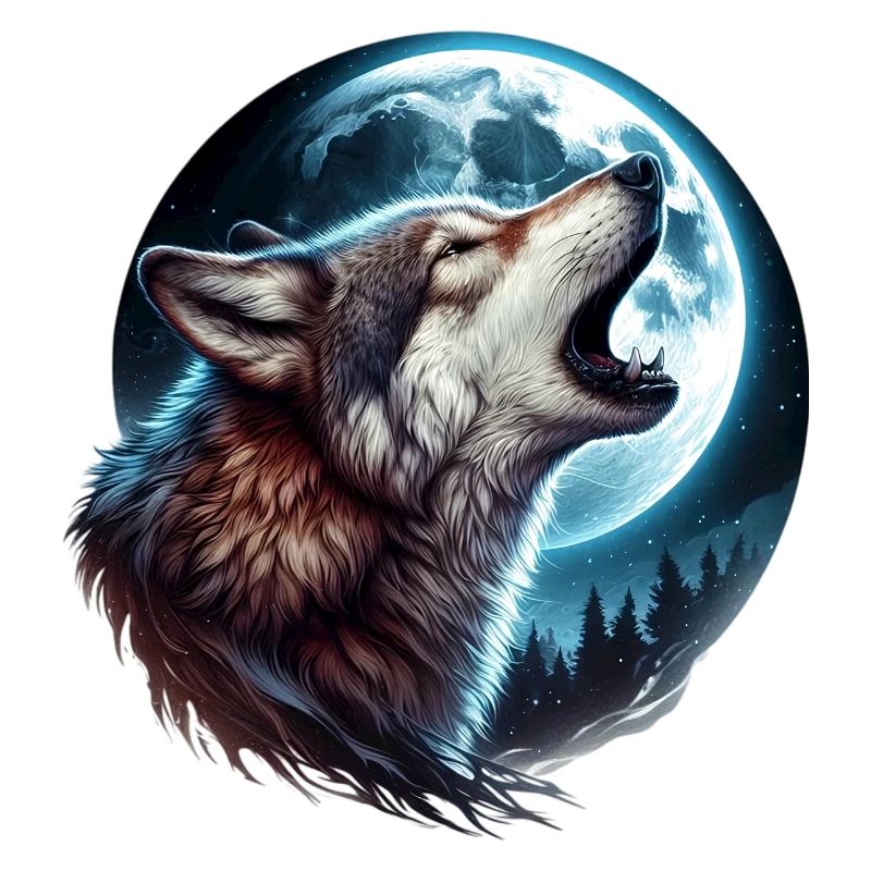 Wolf howls at the full moon