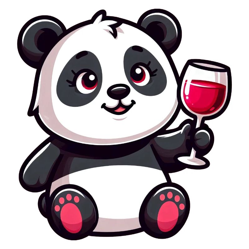 Cute Panda Red Wine Cartoon