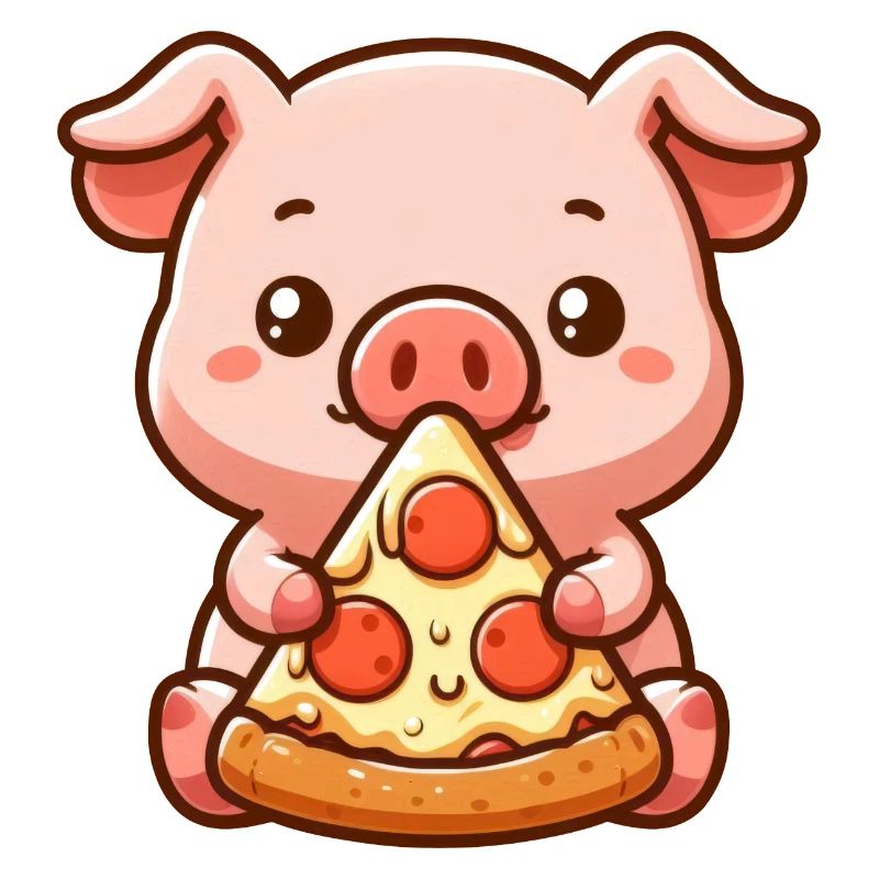 Dessin animé drôle de cochon pizza fermier