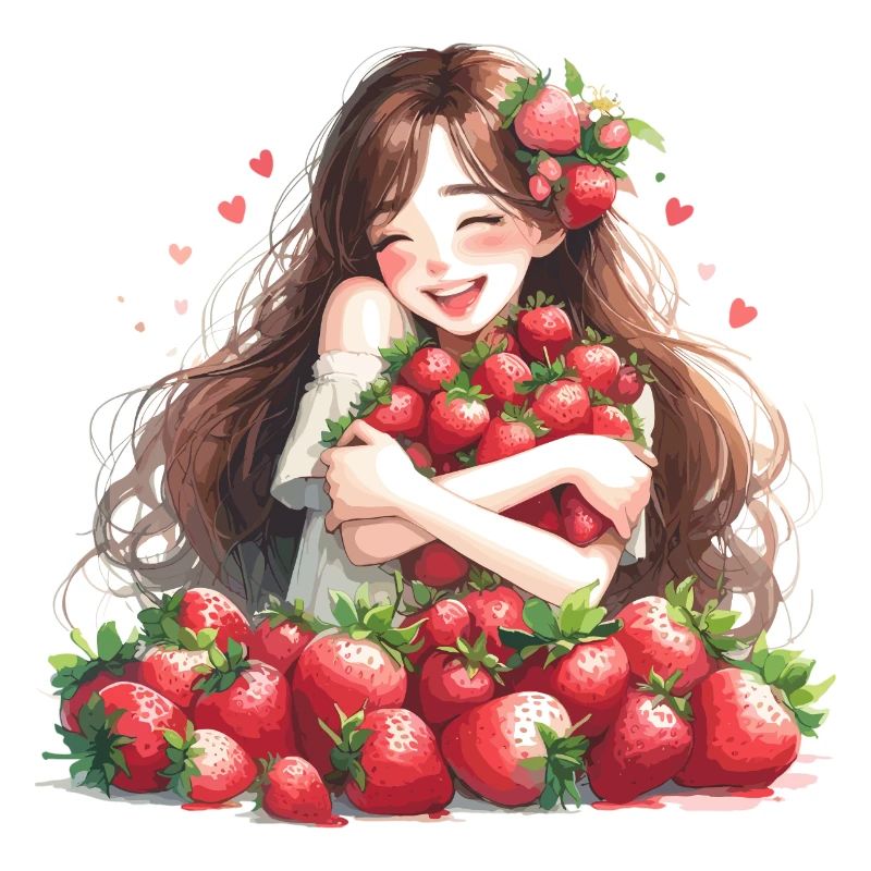 Erdbeermädchen Erdbeeren Geschenk
