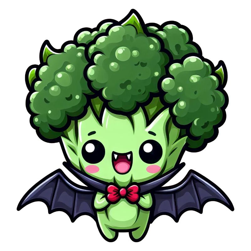 Cute Halloween Broccoli Vampire Cartoon