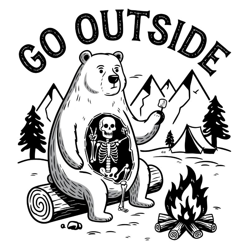 Bear Skeleton Campfire Graphic