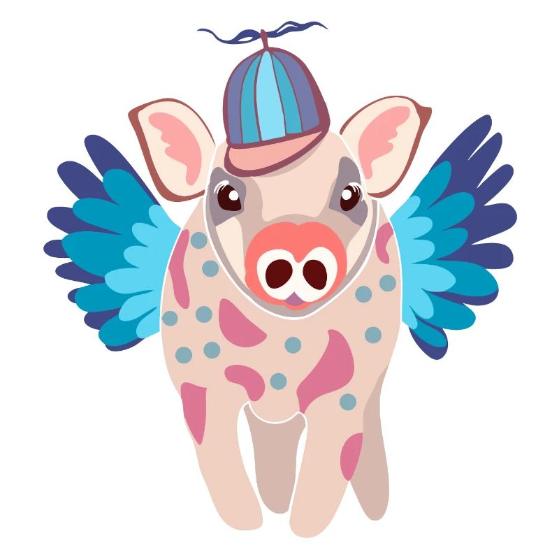 Cochon ailé pastel avec bonnet
