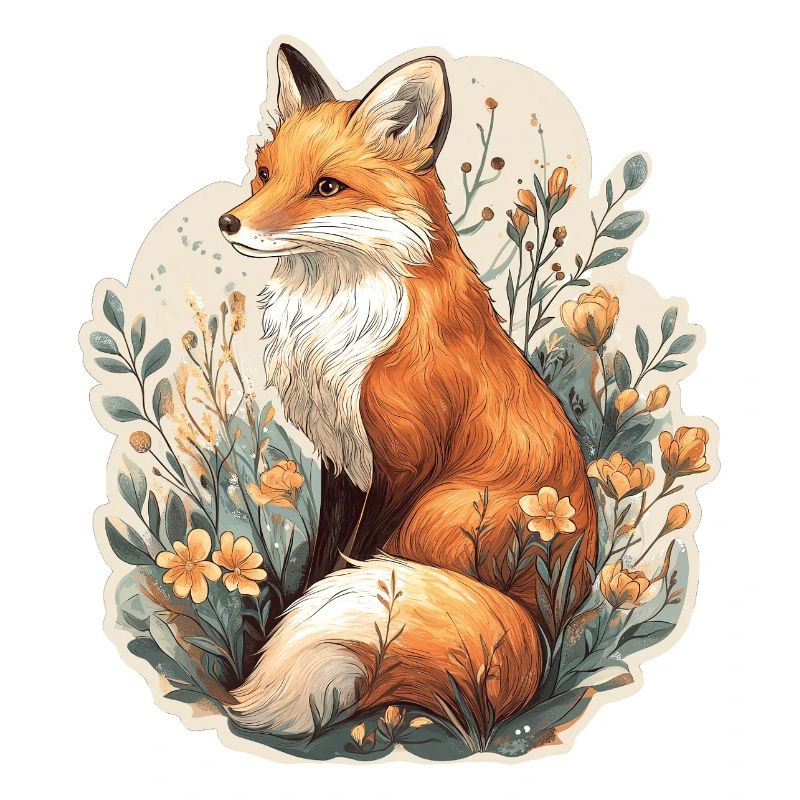 Fuchs mit Blumen