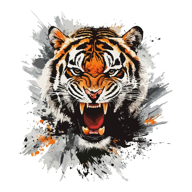 Tiger Head Predator Nature Wilderness Splash