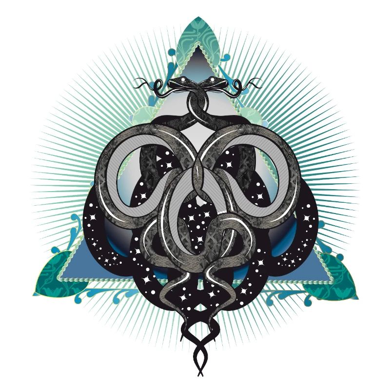 Symbole mystique du serpent avec des étoiles dans le triangle
