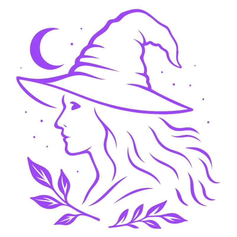 Witch Silhouette Moon Witchcore Motif