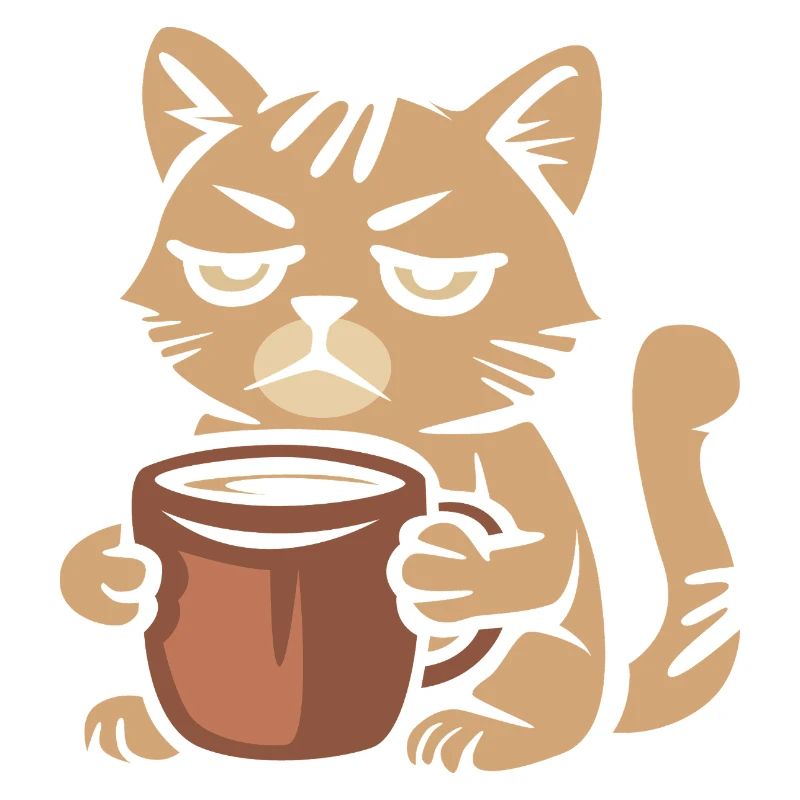 Chat de café fatigué – Motif de chat drôle