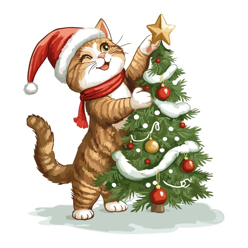 Chat Arbre de Noël Noël Noël Mignon Drôle