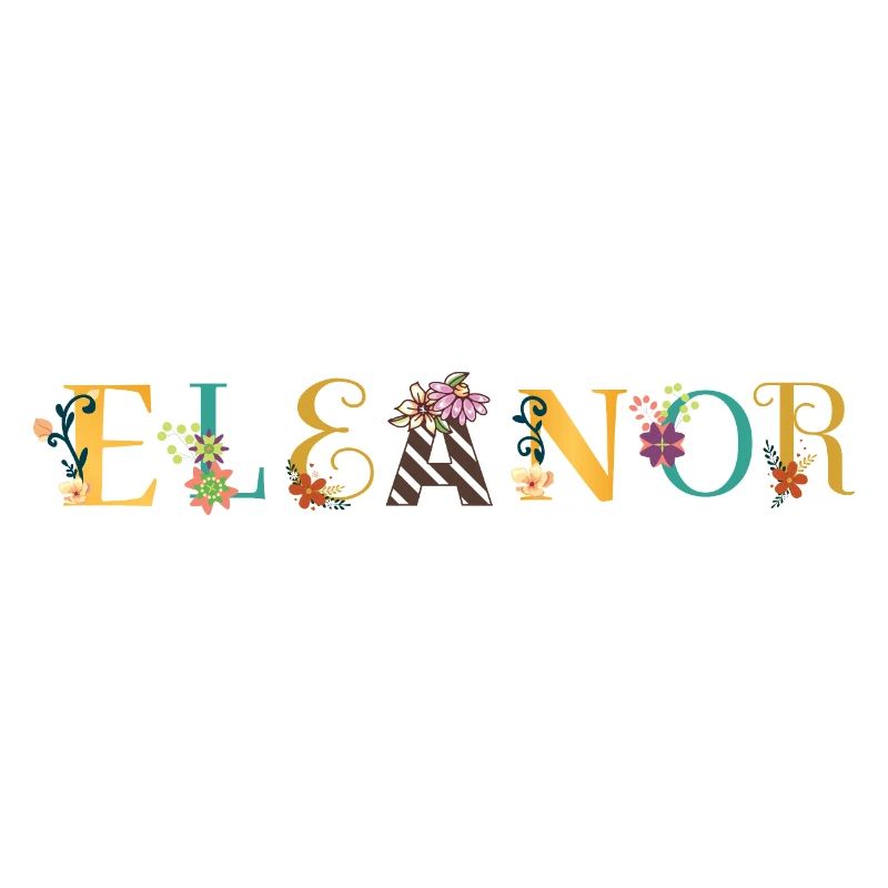 Art du nom ELEANOR avec des fleurs brodées