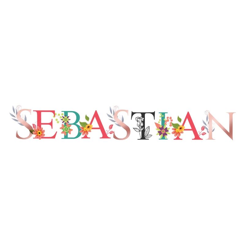 SEBASTIAN Art du nom avec fleurs brodées