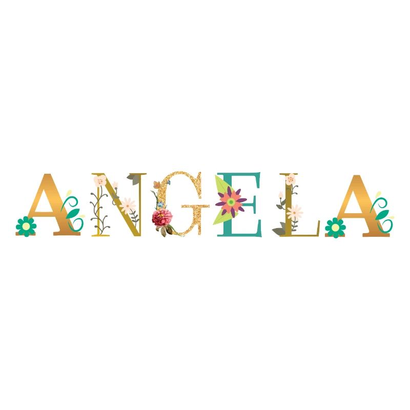 Le nom d’ANGELA orné de fleurs