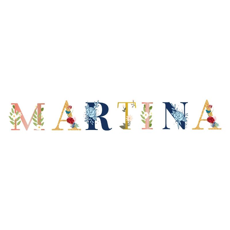 MARTINA Art du nom avec des fleurs brodées