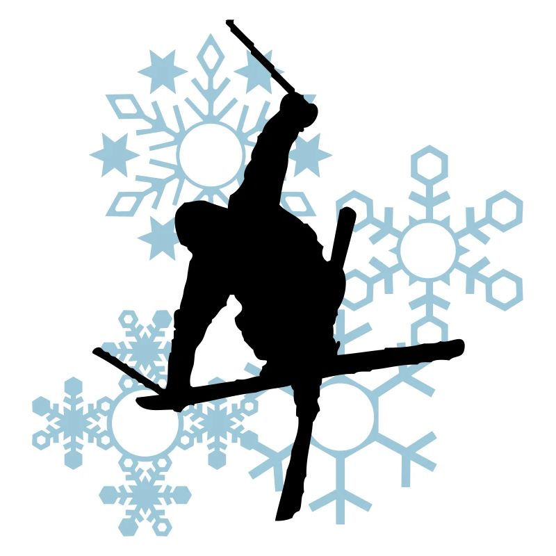 Skis avec flocons de neige