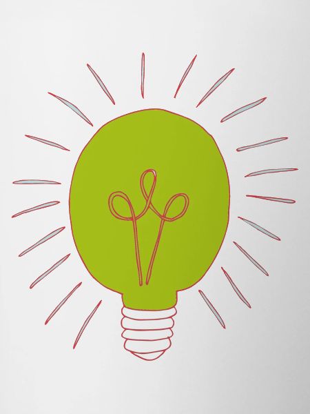 Neon green light bulb