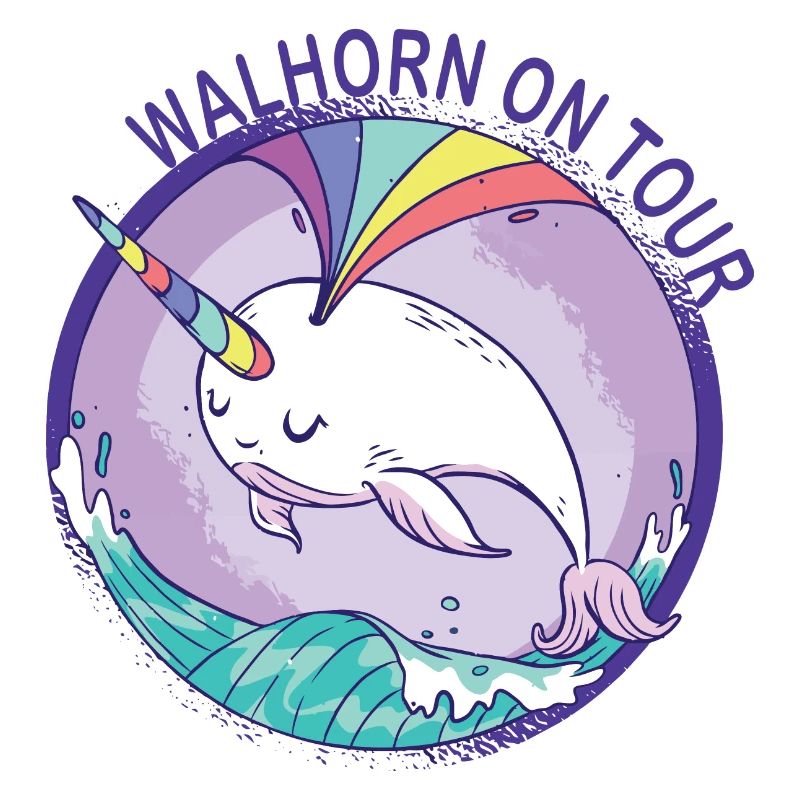 Licorne baleine dans l’eau avec arc-en-ciel