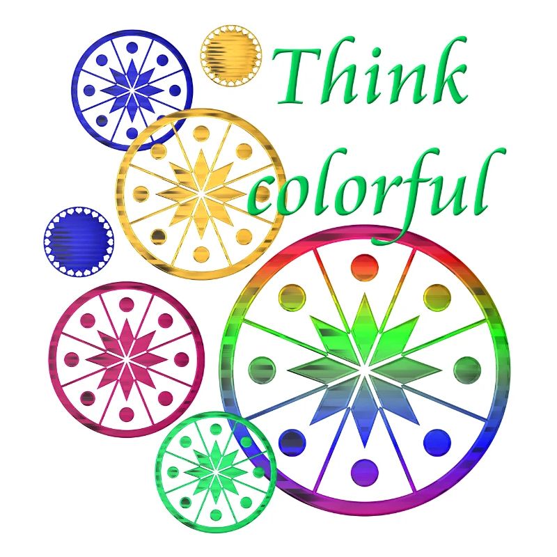 Sternblüten mit Spruch Think colorful