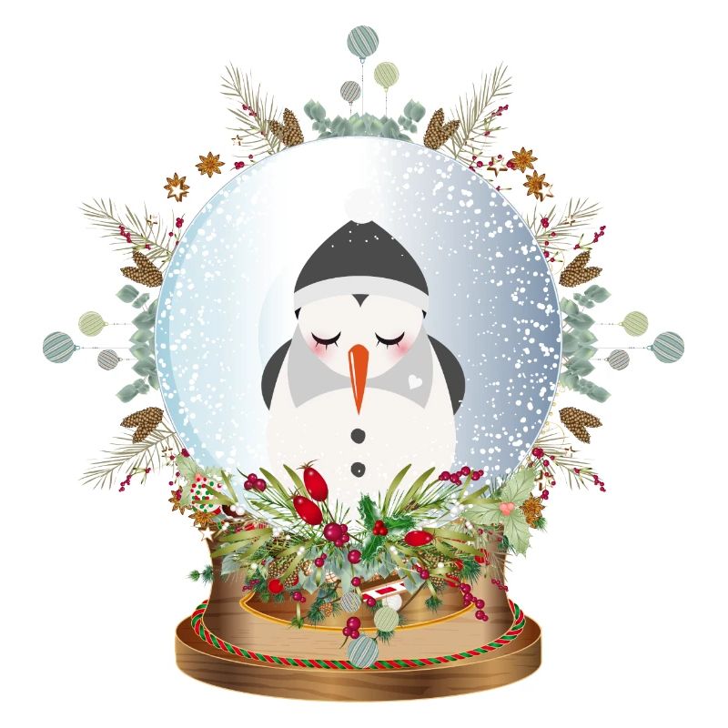 schöne nostalgische Schneekugel mit Schneemann