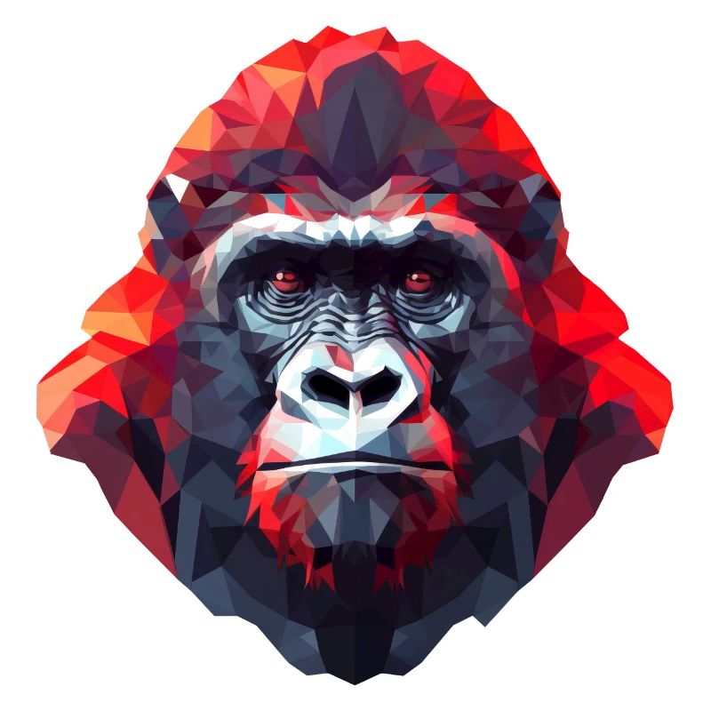Polygonales Gorilla-Portrait - Modernes Kunst