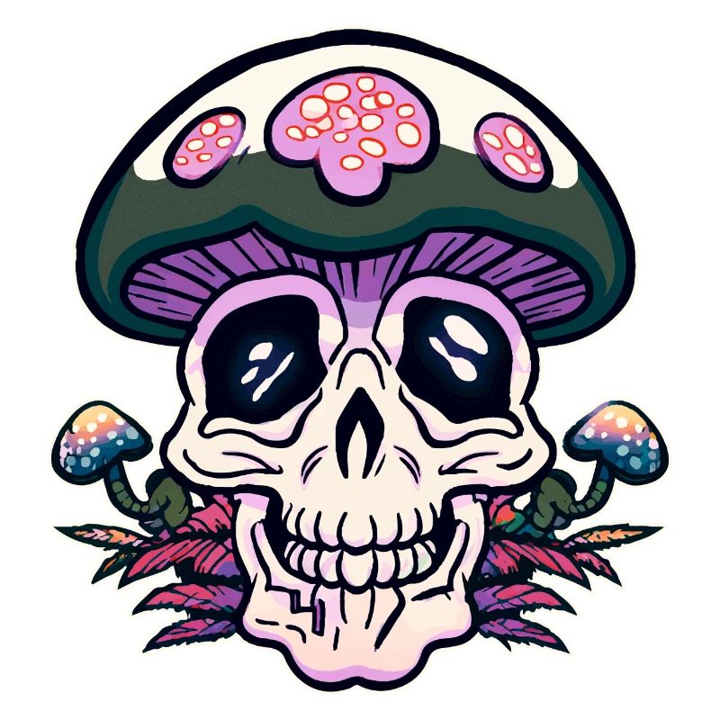 Motif de crâne et champignons
