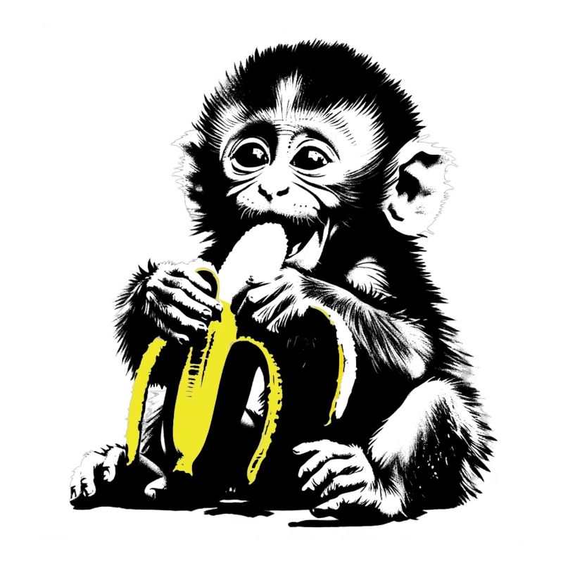 Playful monkey motif with banana