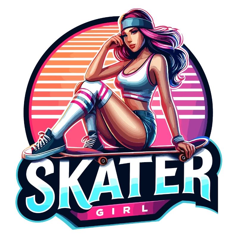 Retro Skate Mädchen Illustration
