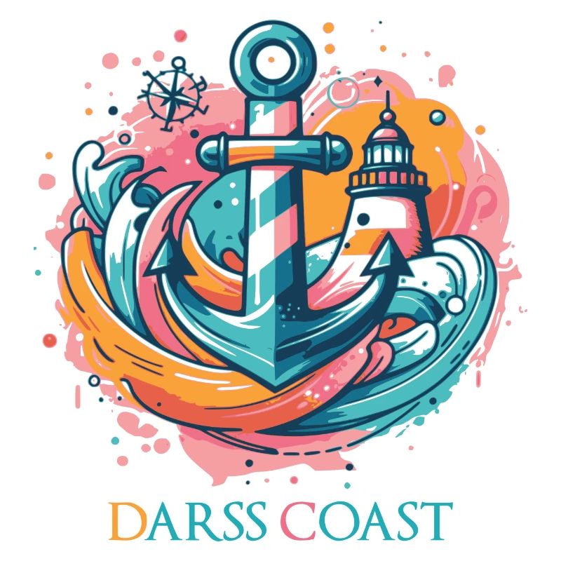 DarssCoast - Wellen Leuchtturm Anker Grafik