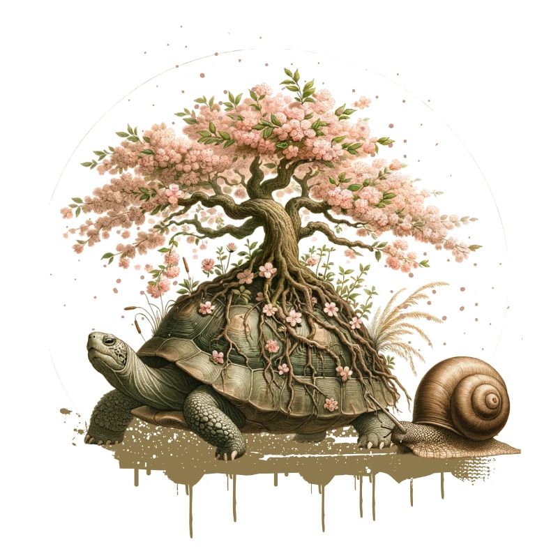 Turtle with a bonsai on its carapace