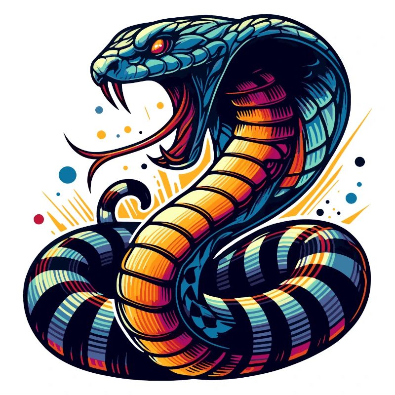 dynamisches und farbenfrohes Cobra-Schlangen Motiv