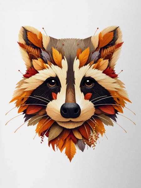 Raccoon, designed from different leaves