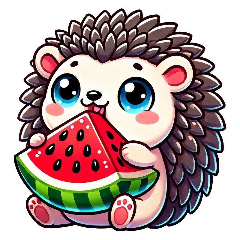 Hedgehog with Watermelon Summer Fruit Design
