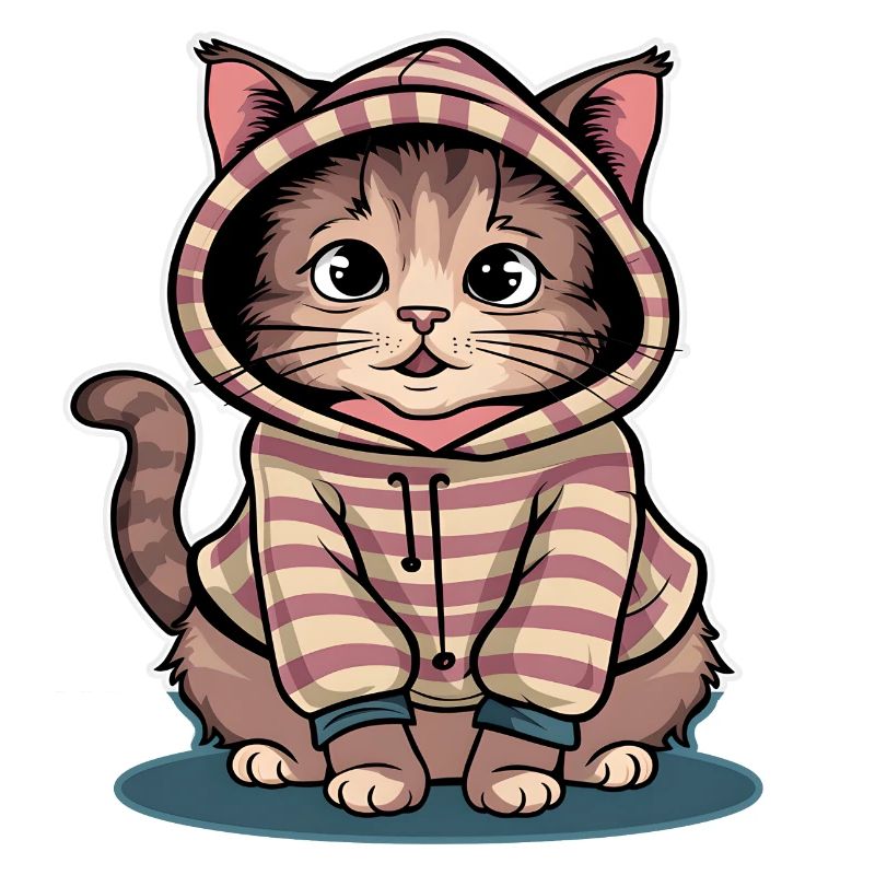 Chat en sweat à capuche