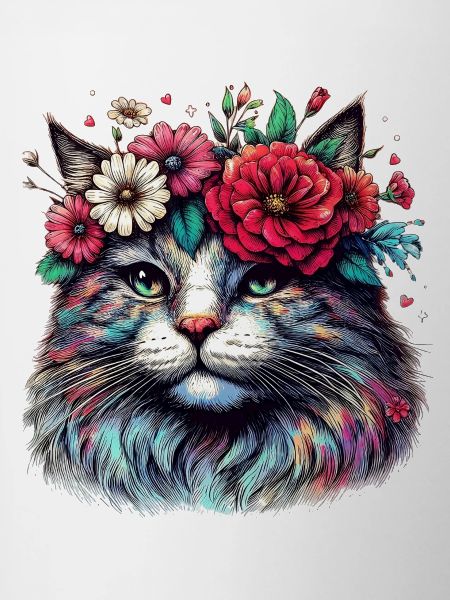 Cat with Flowers