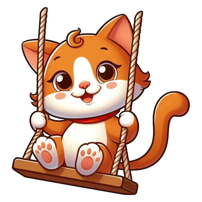 Chat de dessin animé mignon se balançant sur l’aire de jeux