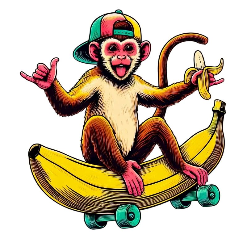 Affe auf dem Skateboard