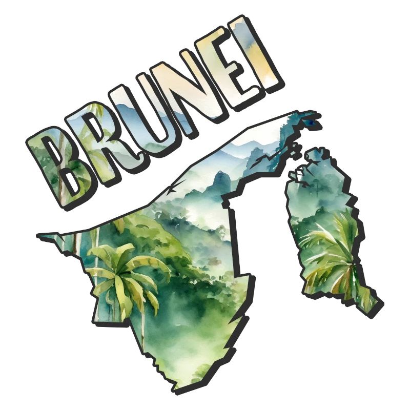 Carte à l’aquarelle Brunei
