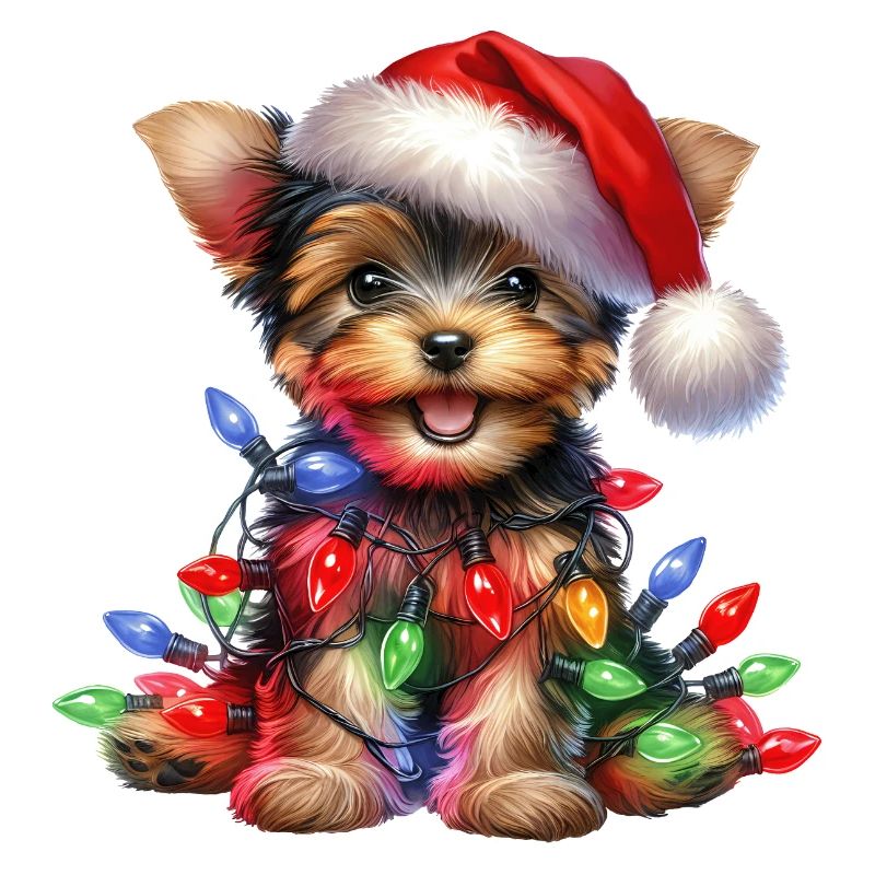 Festlicher Hund mit Lichterkette