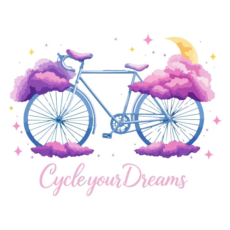 Conception de vélo nuage « Cycle Your Dreams » avec lune