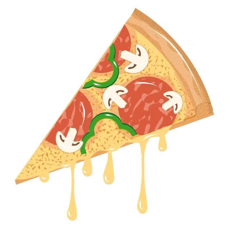 Tranche de pizza dessinée dans un look classique