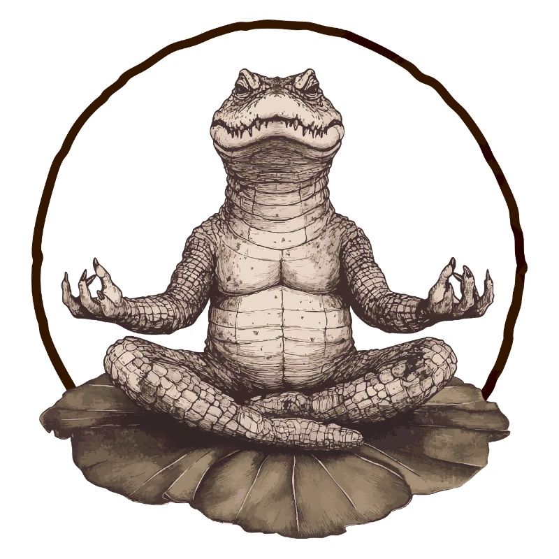 Meditierendes Krokodil – Zen auf der Lotusblüte