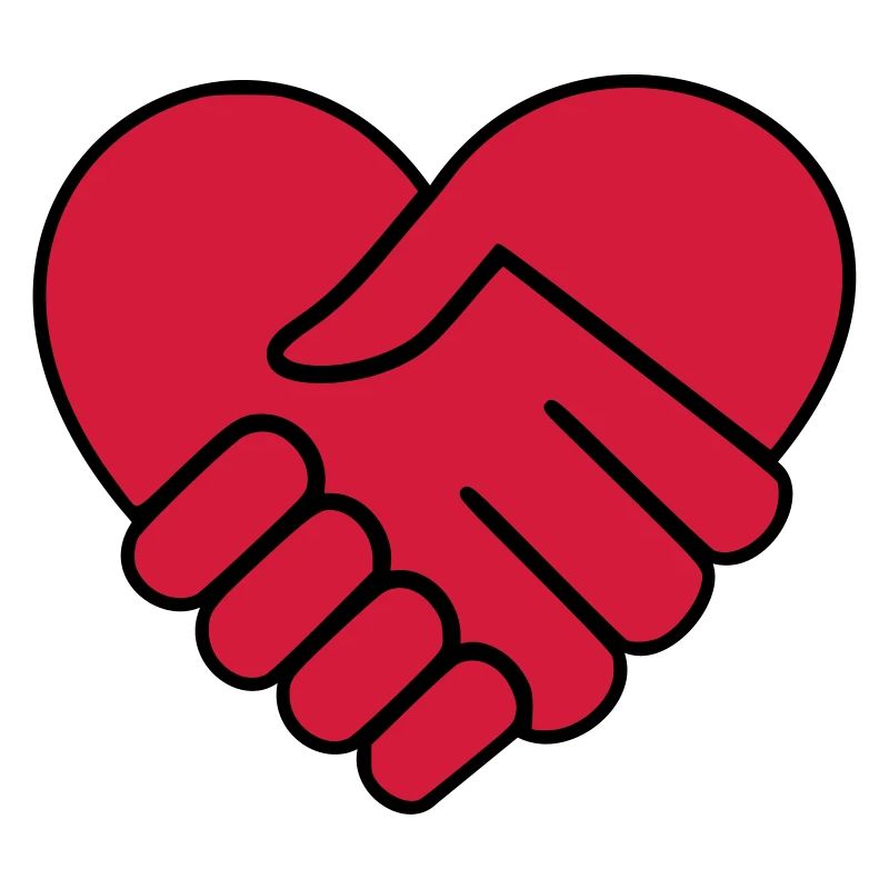Main dans la main coeur rouge