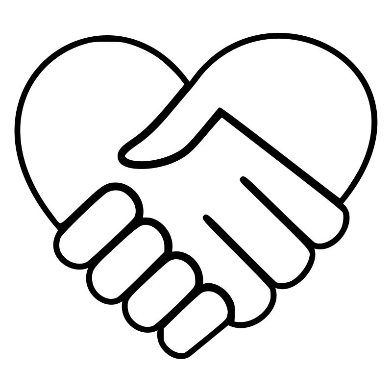 Main dans la main coeur blanc