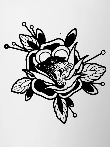Tatouage rose et panthère