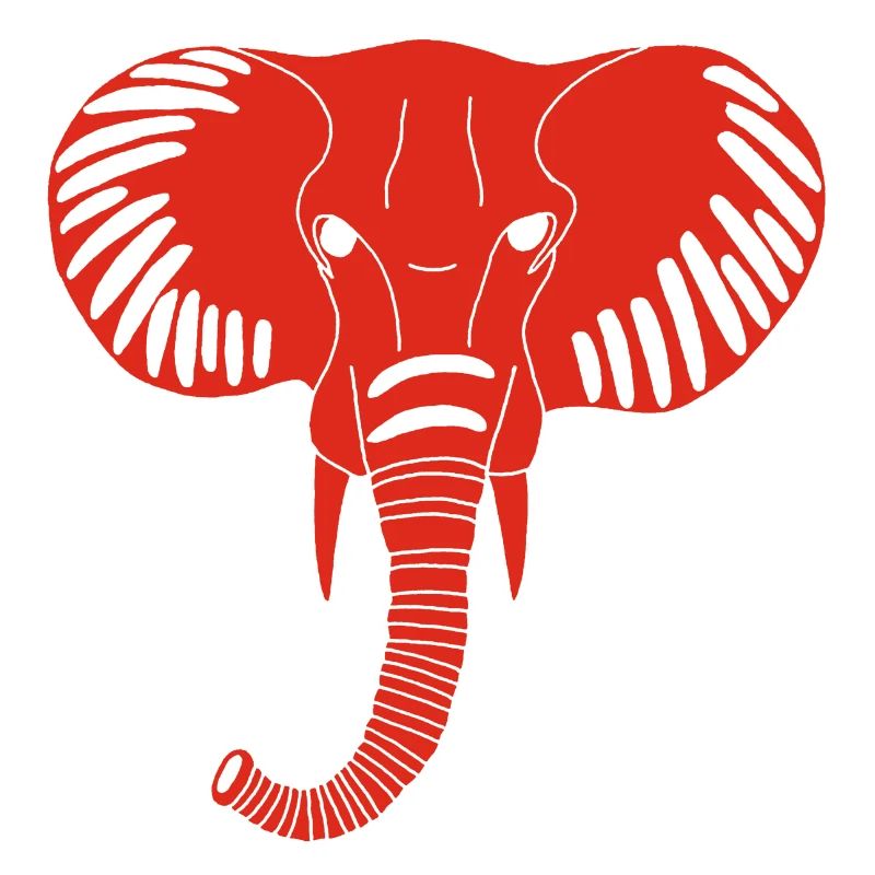 Tête d'éléphant rouge