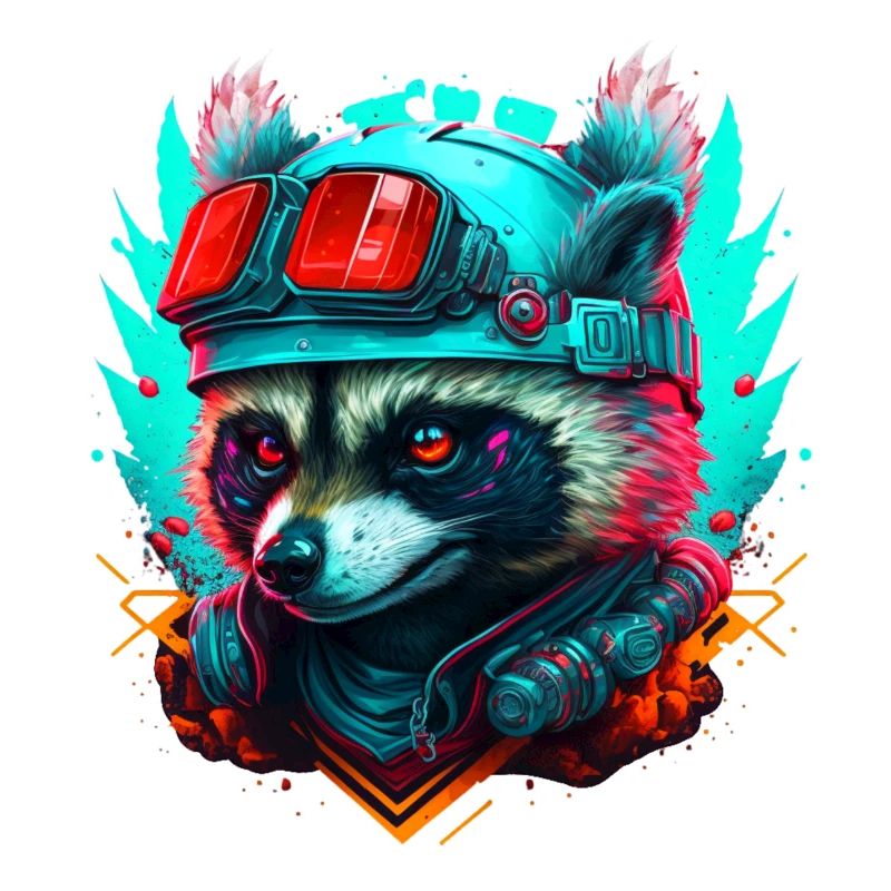 Panda pilote néon steampunk