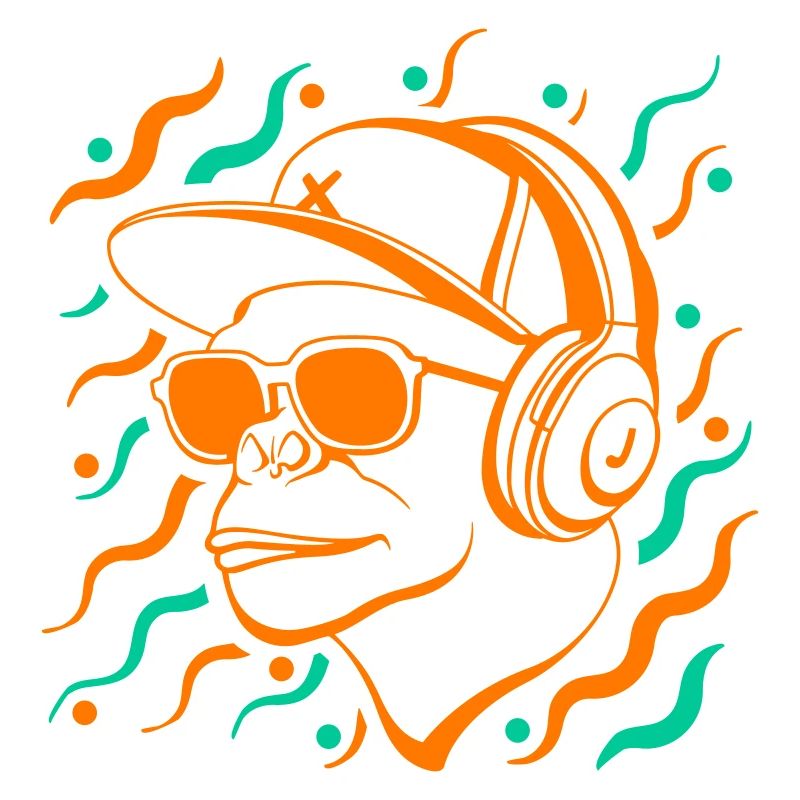 Cool monkey with headphones