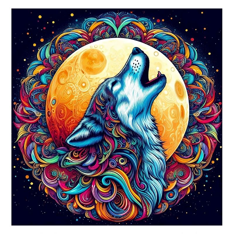 Wolf howls at the moon